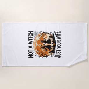Serviette De Plage Épouse drôle Halloween Vintage Sorcière Lune Desig