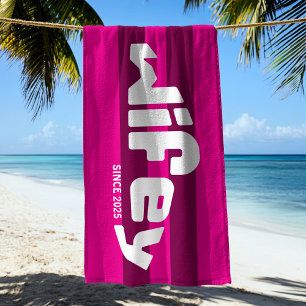Serviette De Plage Épouse rayée rétro nouvelle mariée Rose chaud