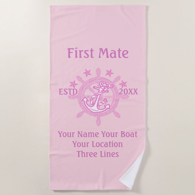 Serviette De Plage Équipage personnalisé de capitaine de capitaine (Devant)