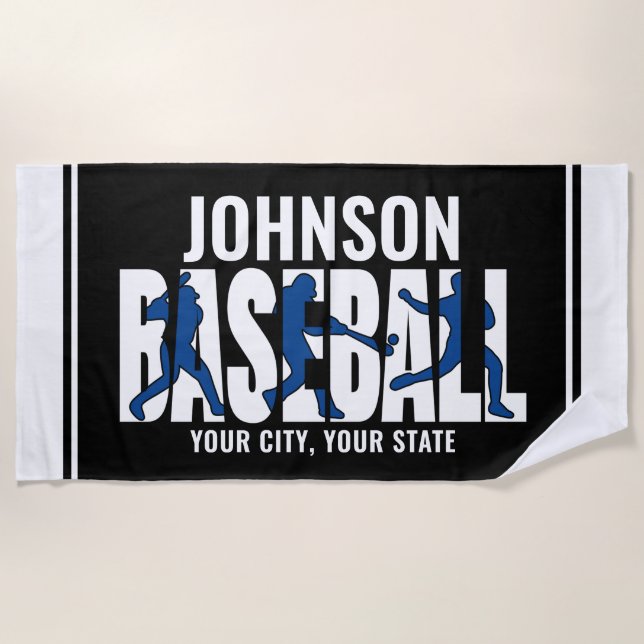 Serviette De Plage Équipe de baseball AJOUTER NOM Champion Joueur de  (Devant)