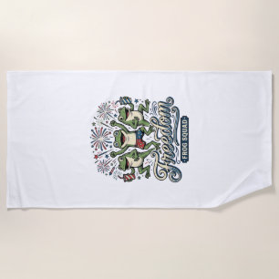 Serviette De Plage Équipe de grenouille de liberté Conception de chem