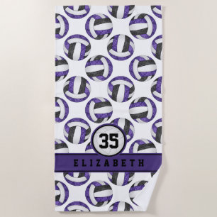 Serviette De Plage équipe de volley-ball noir violet couleurs cadeaux