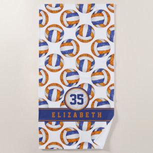 Serviette De Plage équipe de volley-ball orange bleu couleurs filles 
