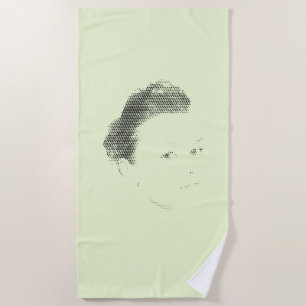 Serviette De Plage Espressive Black Halftone effet visage femme