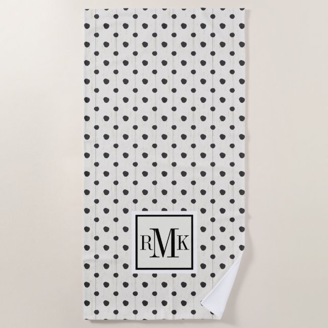 Serviette De Plage Étape simple trois de signes du monogramme | (Devant)