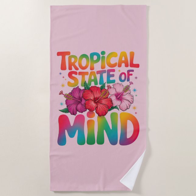Serviette De Plage État tropical de l'esprit Plage d'été Graphique (Devant)