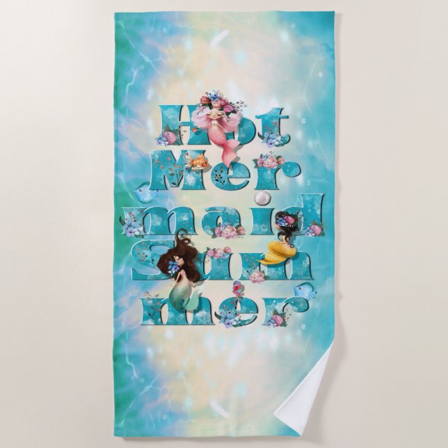 Serviette De Plage Été chaud de sirène (Devant)