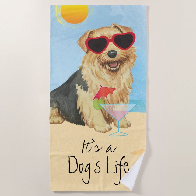 Serviette De Plage Été Norfolk Terrier Beach Towne (Devant)