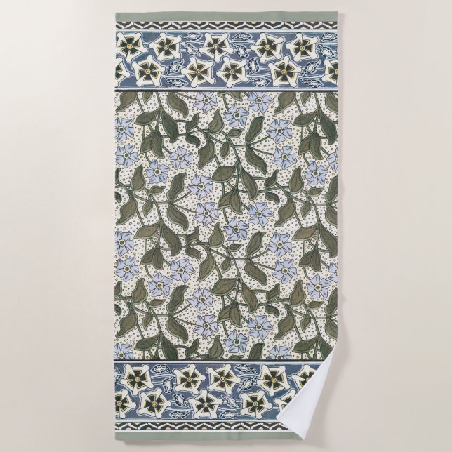 Serviette De Plage Été Périwinkel Fleur Plutôt Élégant Floral (Devant)