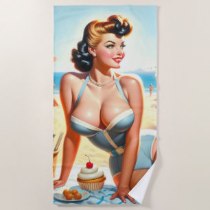 Serviette De Plage Été vintage fille à l'épingle