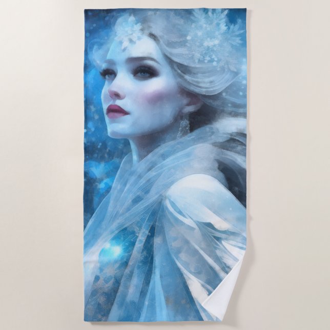 Serviette De Plage Ethereal Frozen Neige Queen Imaginaire Art (Devant)