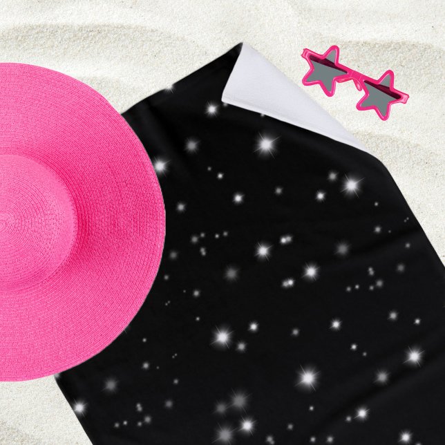 Serviette De Plage Étincelles de lumière noir et blanc (Créateur téléchargé)