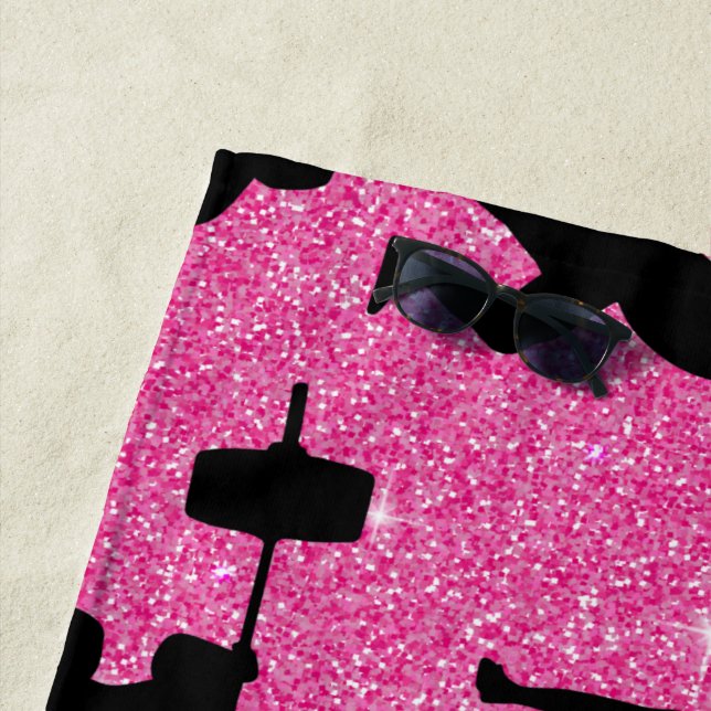 Serviette De Plage Exercice de musculation Sport Parties scintillant  (En situation)