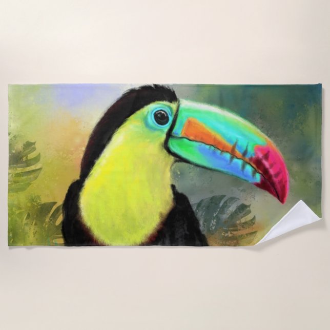 Serviette De Plage Exotique Tropical Toco Toucan Bird - Peinture Mign (Devant)
