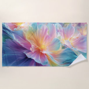 Serviette De Plage Explosion florale cosmique abstraite en pastel