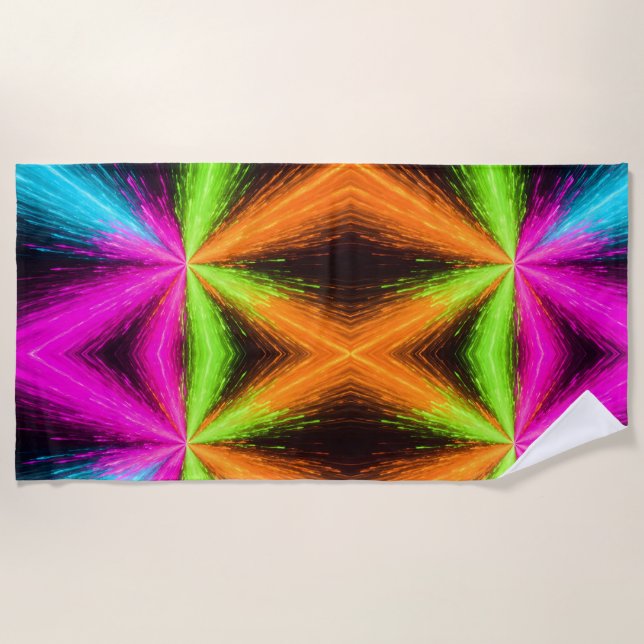 Serviette De Plage Explosion radiale néon (Devant)