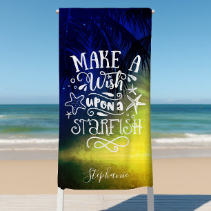 Serviette De Plage Faire un vœu sur une étoile de mer Cute Personnali