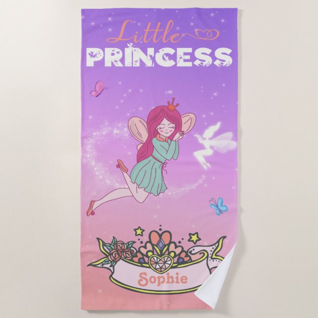 Serviette De Plage 👸 Fairy Princess Nom personnalisé   (Devant)