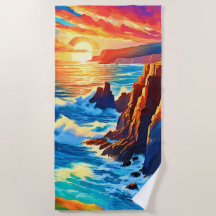 Serviette De Plage Falaises au coucher du soleil : Heure d'or de l'oc