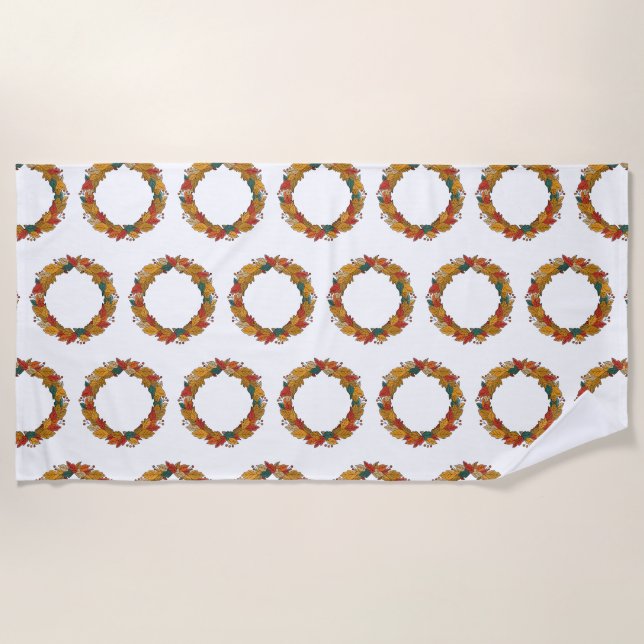 Serviette De Plage Fall Leaf Wreath Circle (Devant)