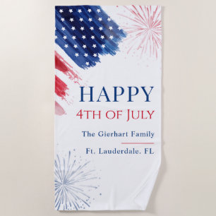 Serviette De Plage Famille 4 juillet Beach Party Rouge Blanc Bleu