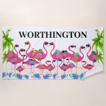 Famille de Flamants roses amusants