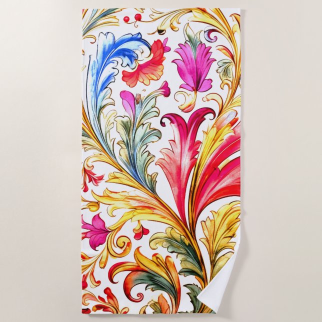 Serviette De Plage Fantastique design florentin Feuilles (Devant)