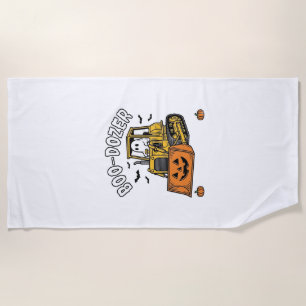 Serviette De Plage Fantôme d'Halloween Boo Dozer Bulldozer Drôle_1