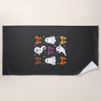 Serviette De Plage Fantôme Mignon avec Ruban Design Halloween_1