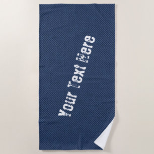 Serviette de plage Faux Blue Denim avec texte pers