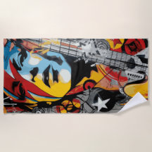 Femme de musique rock guitare pop art style de rue