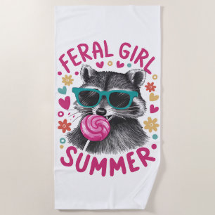 Serviette De Plage Feral Girl été Opossum Vintage