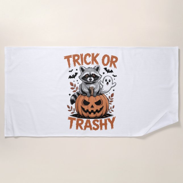 Serviette De Plage Feral Halloween Trick ou Trashy (Devant)