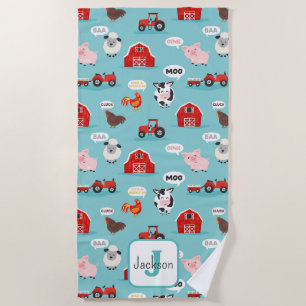 Serviette De Plage Ferme d'animaux mignons Oink Baa Moo pour enfants