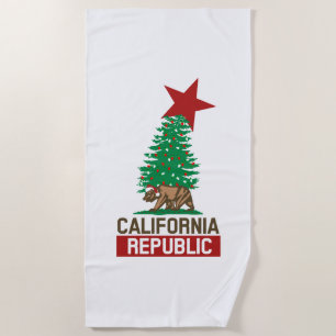 Serviette De Plage Festive California Republic for the Holidays on a