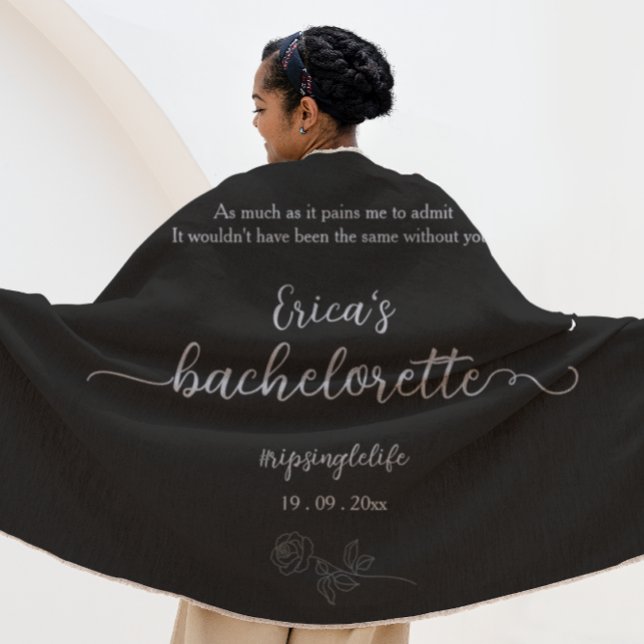 Serviette De Plage Fête de Bachelorette Gothique Florale Noire (Créateur téléchargé)