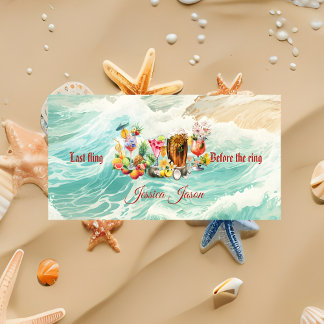 Serviette De Plage Fête de Fiançailles Cocktails Tropicaux de l'Océan