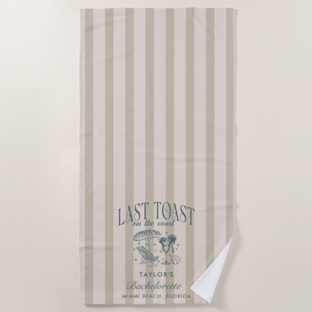 Serviette De Plage Fête de Fiançailles Côtière Cocktail Navy (Devant)