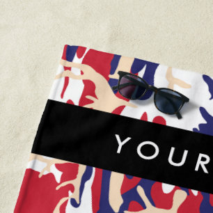 Serviette De Plage Fête de l'Indépendance Camouflage Votre nom Person