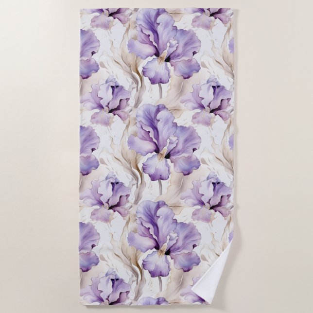 Serviette De Plage Fête de mariage floral d'iris violet romantique (Devant)