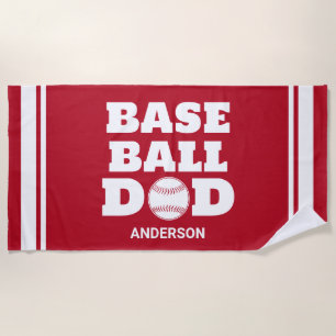 Serviette De Plage Fête des pères papa de baseball personnalisée
