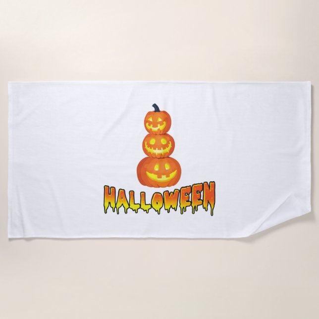 Serviette De Plage Fête d'Halloween, Halloween Citrouilles (Devant)