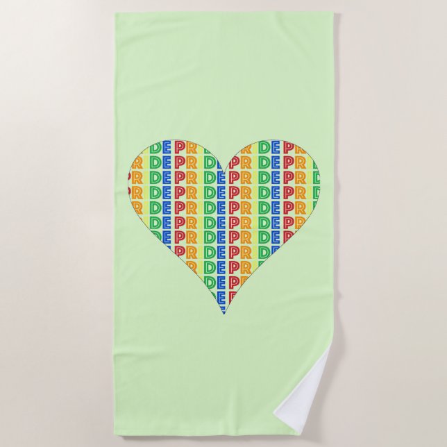 Serviette De Plage Fête du mois des Gay pride LGBT Rainbow Heart (Devant)