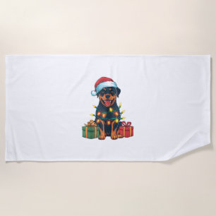 Serviette De Plage Feu de Noël Feu de Noël Feu de Noël Rottweiler Chi