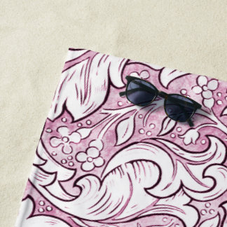 Serviette De Plage Feuillage orné rose rose