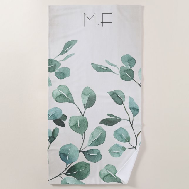 Serviette De Plage Feuille Tree Eucalypt Aquarelle Novelty Beach Beac (Devant)