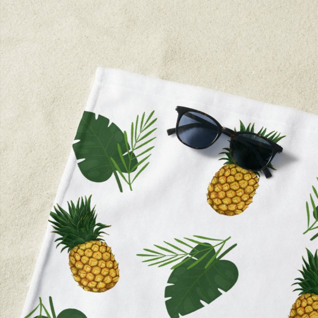 Serviette De Plage Feuilles D'Ananas Et De Palmiers (En situation)