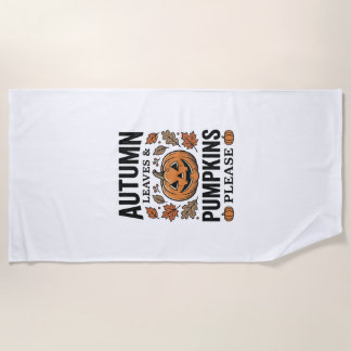 Serviette De Plage Feuilles de citrouille d'automne Citrouilles s'il 