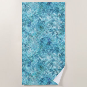 Serviette De Plage Feuilles de l'Aqua Blue Tropical