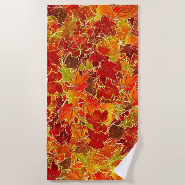 Serviette De Plage Feuilles de l'érable de Glittery Fall (Devant)